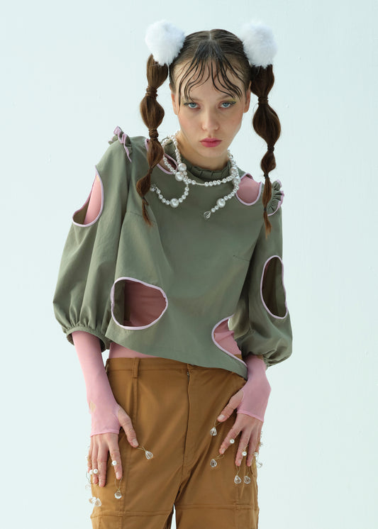 Bubble Glands Cut-Out Blouse