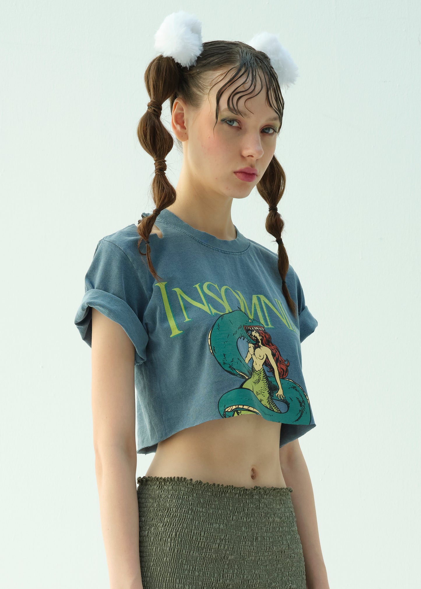 Mega-Oarfish vs. Cthulhu Mermaid Cropped T-Shirt